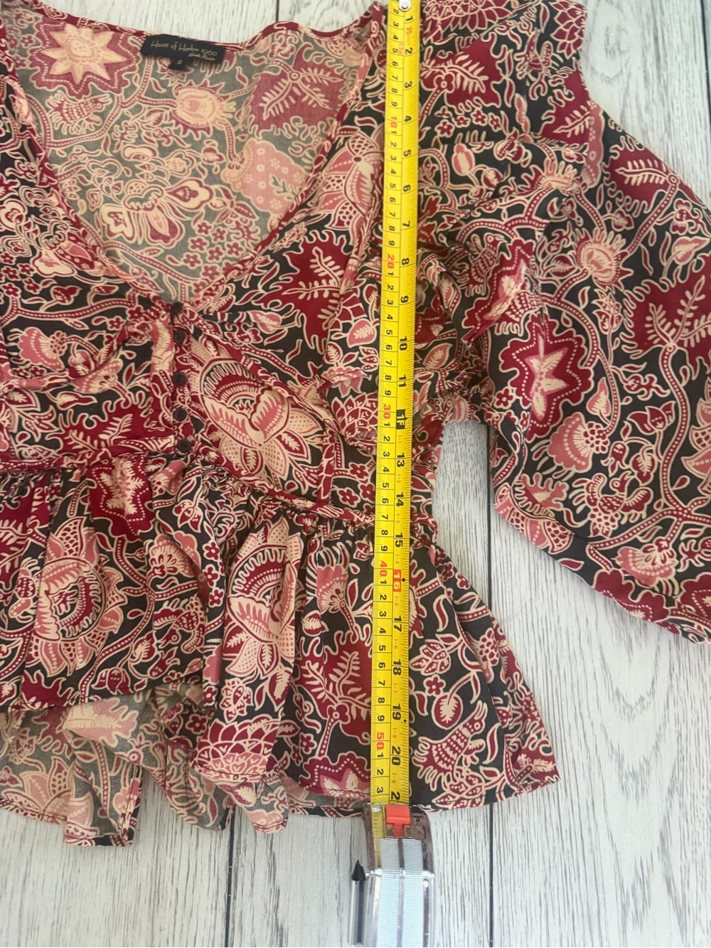 House of Harlow 1960 Jaipur Print Ruffle Blouse Small Boho - Picture 4 of 6